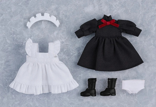 Doll Work Outfit Set: Maid Outfit Long (Black/Green)