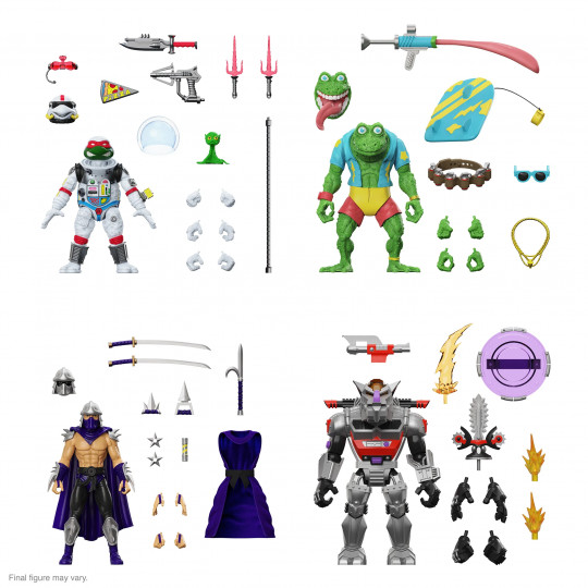 Space Cadet Raphael, Shredder (Silver Armor), Robotic Rocksteady & Genghis Frog