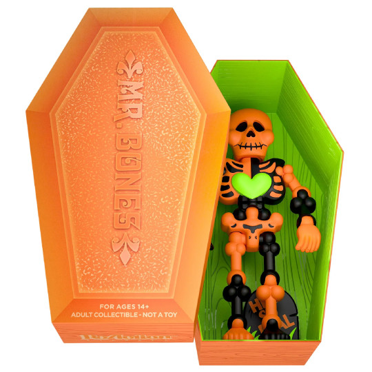 Mr. Bones (Orange & Black) Coffin Box