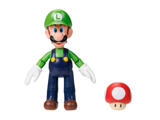 World of Nintendo 4" Luigi with Mushroom (Open Hand) Figure
