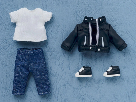 Doll Outfit Set: Leather Jacket (Black/Ivory)