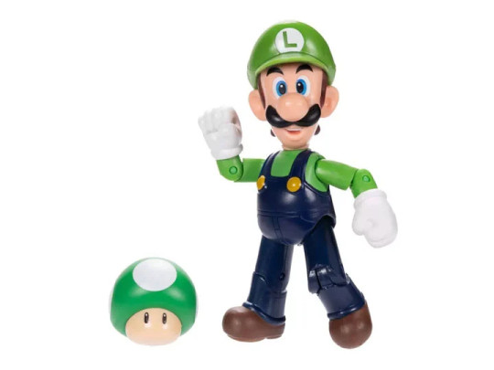 World of Nintendo Luigi with 1-Up Mushroom 4-Inch Scale Figure