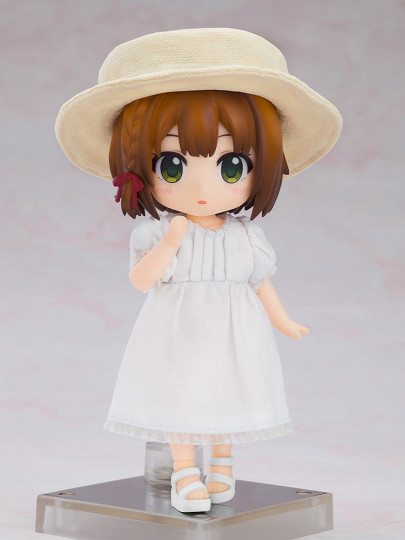 Doll Outfit Set: Simple Dress (White/Blue)