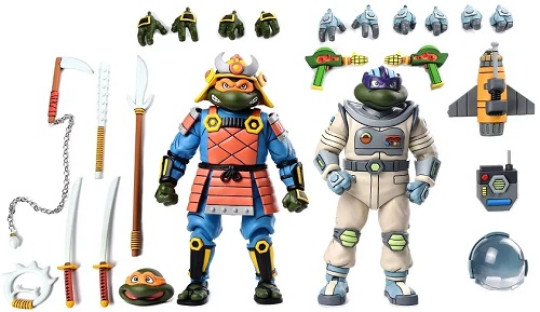 TEENAGE MUTANT NINJA TURTLES CARTOON SAMURAI MICHELANGELO & SPACE ADVENTURE DONATELLO