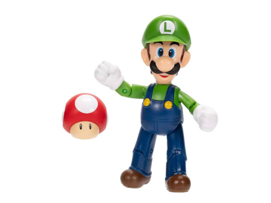 World of Nintendo Luigi with Super Mushroom 4-Inch Scale