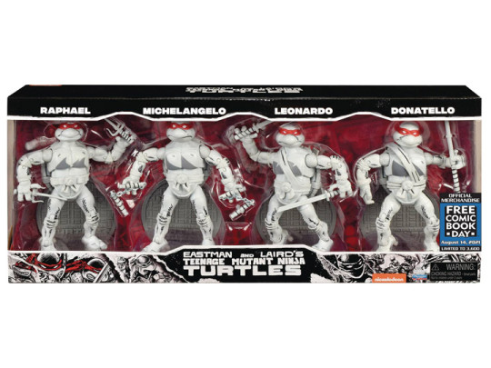 Teenage Mutant Ninja Turtles Ninja Elite Black & White FCBD 2021 PX Previews Exclusive 4-Pack