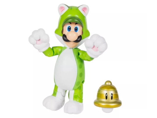 World of Nintendo Cat Luigi with Super Bell 4-Inch Scale