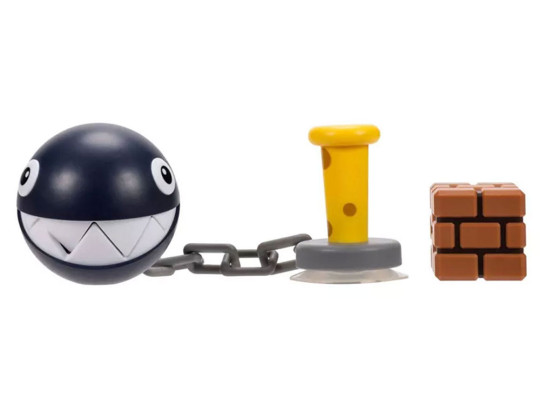 World of Nintendo Chain Chomp with Brick Block 4-Inch Scale Figure