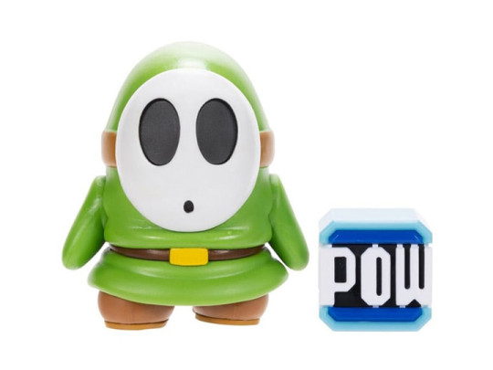 World of Nintendo Green Shy Guy with POW Block 4-Inch Scale Figure